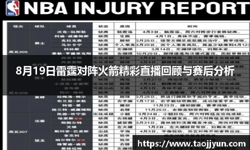8月19日雷霆对阵火箭精彩直播回顾与赛后分析